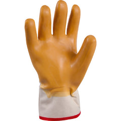 General purpose natural rubber palm-coated reinforced safety cuff white w/yellow dip smooth-finish/L - Americas Industrial Supply