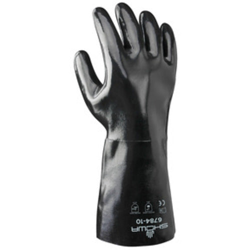 Chemical resistant neoprene fully coated heavyweight 14″ gauntlet black smooth finish/large - Americas Industrial Supply
