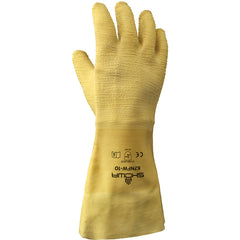 General purpose natural rubber fully coated 14″ gauntlet cuff yellow wrinkle-finish/large - Americas Industrial Supply