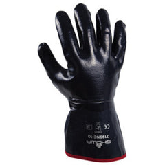 General purpose nitrile-coated navy fully-coated with sewn-on 5″ impregnated cuff/large - Americas Industrial Supply