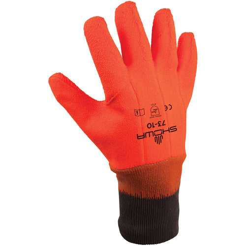 Insulated PVC fully coated vinyl knit wrist wrinkle finish safety orange/large - Americas Industrial Supply