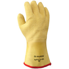 Insulated fully coated natural rubber 12″ gauntlet yellow wrinkle finish cotton jersey with triple layered foam insulation/large - Americas Industrial Supply