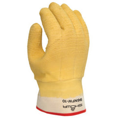 Insulated fully coated natural rubber safety cuff yellow wrinkle finish cotton jersey with triple layered foam insulation/large - Americas Industrial Supply