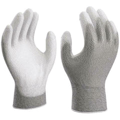 13- gauge engineered static-dissipative nylon w/polyurethane palm coating grey with white coating smooth grip medium - Americas Industrial Supply