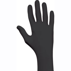 Disposable powder-free accelerator-free textured fingertip nitrile 9 1/2″ 4-mil rolled cuff black/XL - Americas Industrial Supply