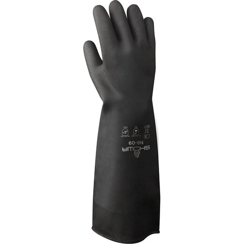 Chemical resistant unsupported neoprene 18″ 30-mil black unlined textured grip rolled cuff/large - Americas Industrial Supply