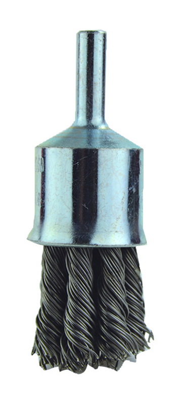 1" Diameter - 1/4" Shank - .006 Wire - End Brush - Americas Industrial Supply