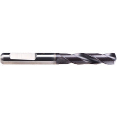 #21 Dia. × 6 mm Shank × 24 mm Flute Length × 66 mm OAL, 140°, TiAlN-TA14, 2 Flute, External Coolant, HE Solid Carbide Drill - Americas Industrial Supply