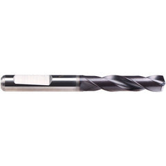 #21 Dia. × 6 mm Shank × 24 mm Flute Length × 66 mm OAL, 140°, TiAlN-TA14, 2 Flute, External Coolant, HE Solid Carbide Drill - Americas Industrial Supply
