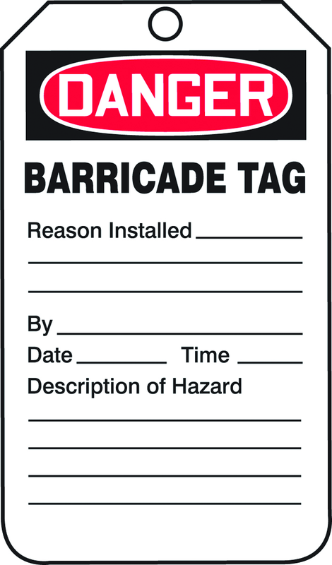 Barricade Tag, Danger Barricade Tag-Reason Installed/Descripti, 25/Pk, Plastic - Americas Industrial Supply