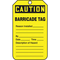 Barricade Tag, Caution Barricade Tag, 25/Pk, Cardstock - Americas Industrial Supply