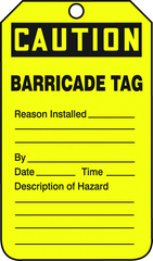 Barricade Tag, Caution Barricade Tag, 25/Pk, Plastic - Americas Industrial Supply