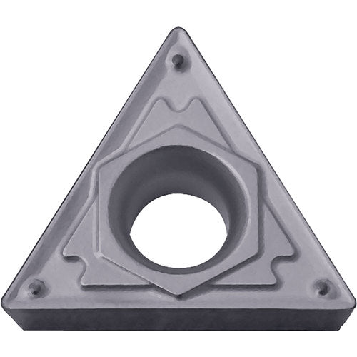 TCMT 181505 HQ PV7010, 0.0079″ Corner Radius, 3/32″ Thick, 7/32″ Inscribed Circle, TiCN (MEGACOAT), Triangle, Turning Indexable Insert - Exact Industrial Supply