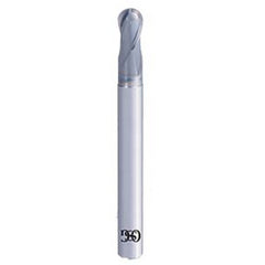 1/2″ Dia. × 1/2″ Shank × 0.500″ DOC × 4″ OAL, Carbide DURO, 2 Flute, Shrink Fit, Ballnose End Mill