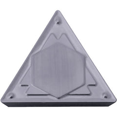TPMR 322 HQ PV7010, 1/32″ Corner Radius, 1/8″ Thick, 3/8″ Inscribed Circle, TiCN (MEGACOAT), Triangle, Turning Indexable Insert - Exact Industrial Supply