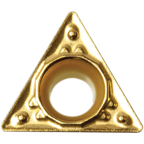 TPMT 321 HQ CA6515, 1/64″ Corner Radius, 1/8″ Thick, 3/8″ Inscribed Circle, TiCnulll2O3/TiN, Triangle, Turning Indexable Insert - Exact Industrial Supply