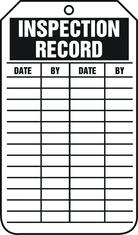 Inspection Record Tag, Inspection Record, 25/Pk, Plastic - Americas Industrial Supply