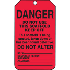 Scaffold Tag, Danger Do Not Use This Scaffold Keep Off, 25/Pk, Cardstock - Americas Industrial Supply