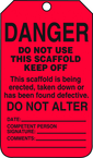 Scaffold Tag, Danger Do Not Use This Scaffold Keep Off, 25/Pk, Plastic - Americas Industrial Supply