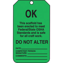 Scaffold Tag, OK This Scaffold Has Been Erected To Meet Federal, 25/Pk, Cardstock - Americas Industrial Supply