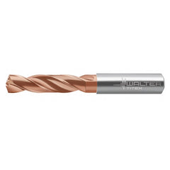 12.5 mm Dia. × 14 mm Shank × 60 mm Flute Length × 107 mm OAL, 3xD, 140°, 2xD Flute, Coolant Thru, DIN 6537 K, Round Solid Carbide Drill - Exact Industrial Supply