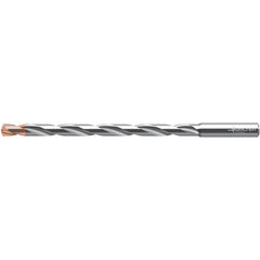 10.2 mm Dia. × 12 mm Shank × 158 mm Flute Length × 206 mm OAL, 12xD, 140°, 2xD Flute, Coolant Thru, DIN 6535 HA, Round Solid Carbide Drill - Americas Industrial Supply