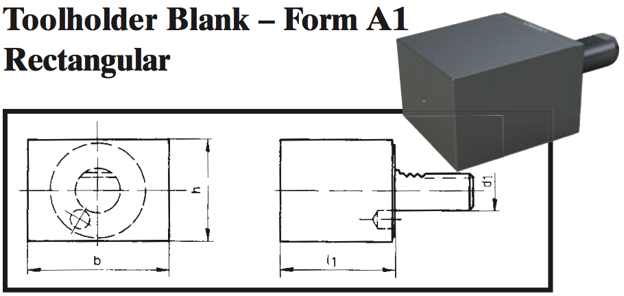 VDI Toolholder Blank - Form A1 Rectangular - Part #: CNC86 B40.100.151.96 - Americas Industrial Supply