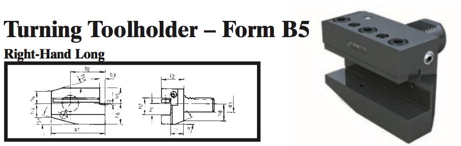 VDI Turning Toolholder - Form B5 (Right-Hand Long) - Part #: CNC86 25.4025 - Americas Industrial Supply