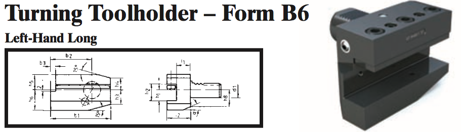 VDI Turning Toolholder - Form B6 (Left-Hand Long) - Part #: CNC86 26.2516 - Americas Industrial Supply