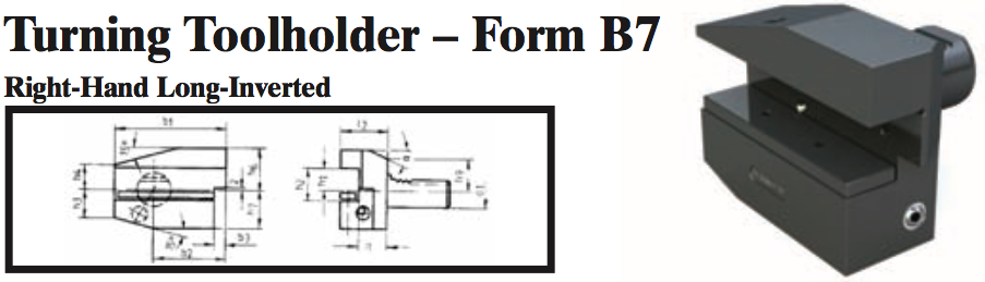 VDI Turning Toolholder - Form B7 (Right-Hand Long-Inverted) - Part #: CNC86 27.5025 - Americas Industrial Supply