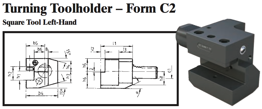 VDI Turning Toolholder - Form C2 (Square Tool Left-Hand) - Part #: CNC86 32.6032 - Americas Industrial Supply