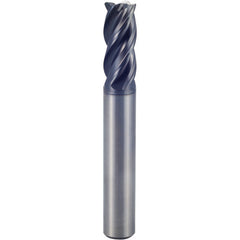 1″ × 1″ × 1″ × 4″ 4 Flute 0.0900'' C/R Carbide End Mill-Plain Shank - Y-Coating - Exact Industrial Supply