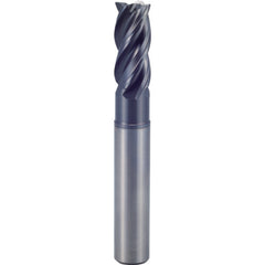 3/8″ × 3/8″ × 1/2″ × 6″ 4 Flute Square End Carbide End Mill-Plain Shank - Y-Coating - Exact Industrial Supply