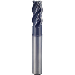 3/8″ × 3/8″ × 1/2″ × 6″ 4 Flute 0.0600'' C/R Carbide End Mill-Plain Shank - Y-Coating - Exact Industrial Supply