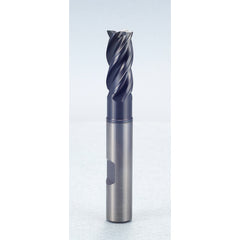1″ × 1″ × 1 1/8″ × 5″ 4 Flute 0.0300″ C/R Carbide End Mill-Flat Shank - Y-Coating - Exact Industrial Supply