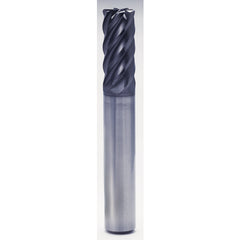 3/4″ × 3/4″ × 1″ × 3 1/2″ 6 Flute 0.1900″ C/R Carbide End Mill-Plain Shank - Y-Coating - Exact Industrial Supply
