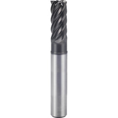 3/8″ × 3/8″ × 1/2″ × 4″ 6 Flute Square End Carbide End Mill-Plain Shank - Y-Coating - Exact Industrial Supply