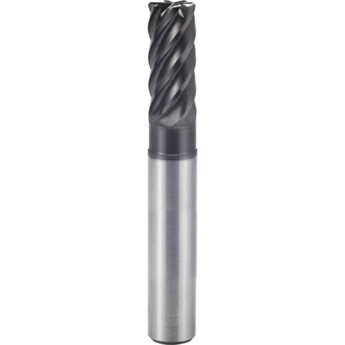 1/2″ × 1/2″ × 5/8″ × 4″ 6 Flute 0.0600'' C/R Carbide End Mill-Plain Shank - Y-Coating - Exact Industrial Supply