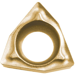 WBMT 15151 DP CCX, 1/64″ Corner Radius, 3/32″ Thick, 3/16″ Inscribed Circle,  TiCl2O3/Tin, 80 Degree Trigon, Turning Indexable Insert