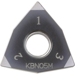 WNGA 433 MET KBN35M, 3/64″ Corner Radius, 3/16″ Thick, 1/2″ Inscribed Circle, MEGACOAT, Trigon, Turning Indexable Insert - Exact Industrial Supply