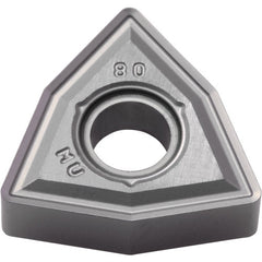 WNMG 432 MU PR005S, 1/32″ Corner Radius, 3/16″ Thick, 1/2″ Inscribed Circle, MEGACOAT HARD, Trigon, Turning Indexable Insert - Exact Industrial Supply