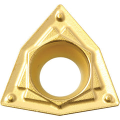WPMT 2151 HQ CCX, 1/64″ Corner Radius, 3/32″ Thick, 1/4″ Inscribed Circle,  TiCl2O3/Tin, 80 Degree Trigon, Turning Indexable Insert