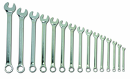 Snap-On/Williams Fractional Combination Wrench Set -- 15 Pieces; 12PT Satin Chrome; Includes Sizes: 5/16; 3/8; 7/16; 1/2; 9/16; 5/8; 11/16; 3/4; 13/16; 7/8; 15/16; 1; 1-1/16; 1-1/8; 1-1/4" - Americas Industrial Supply