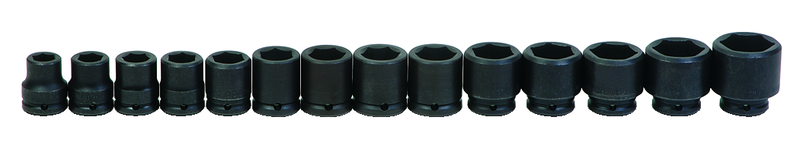 14 Piece - #9976147 - 3/8 to 1-5/8" - 3/4'' Drive - 6 Point - Standard Impact Socket Set - Americas Industrial Supply