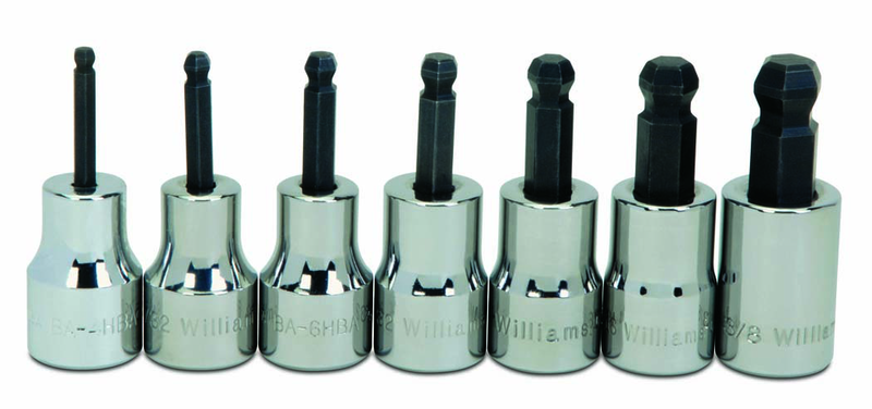 7 Piece - 1/8; 5/32; 3/16; 7/32; 1/4; 5/16; & 3/8" - 3/8" Drive - Ball Hex Socket Set - Americas Industrial Supply