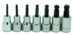 7 Piece - 1/8; 5/32; 3/16; 7/32; 1/4; 5/16; & 3/8" - 3/8" Drive - Ball Hex Socket Set - Americas Industrial Supply