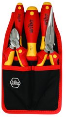 5 Piece - Insulated Belt Pack Pouch Set with 6.3" Diagonal Cutters; 8" Long Nose Pliers; Slotted 3.0; 4.5 and Phillips # 2 Screwdrivers in Belt Pack Pouch - Americas Industrial Supply