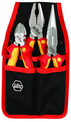 3 Piece - Insulated Belt Pack Pouch Set with 6.3" Diagonal Cutters; 8" Long Nose Pliers; 8" Combination Pliers in Belt Pack Pouch - Americas Industrial Supply
