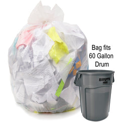 60 gal, 1.35 mil, Natural, 38″ × 58″ - Case of 100, Revolution Bag Hercules Recycled Low Density Can liners - Americas Industrial Supply