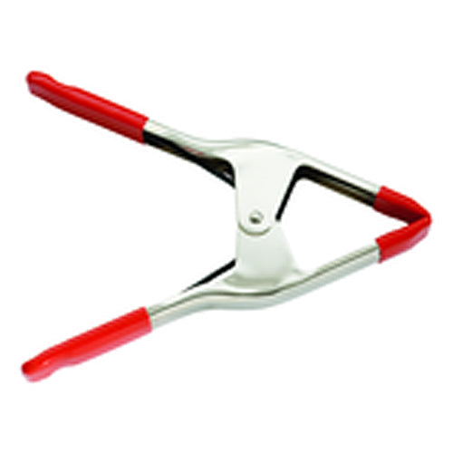 Steel Spring Clamp - 5″ Capacity–4″ Throat Depth - Vinyl Tips to prevent Marring, Nickel Plating to resist corrosion on a Heavy Duty Spring - Americas Industrial Supply